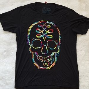 Colorful Skull Graphic Black T-Shirt
